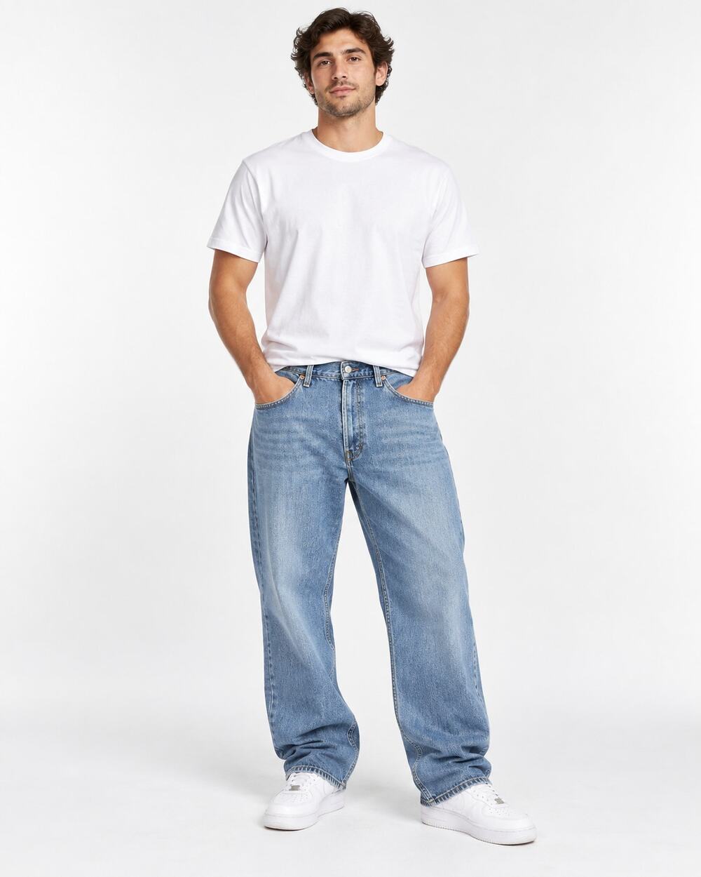 Levi's 569 Jeans Mens 38x30 Light Wash Loose Straight Baggy Blue Denim